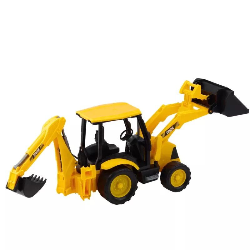 LEAN TOYS Escavatore da costruzione con trazione due benne mobili giallo