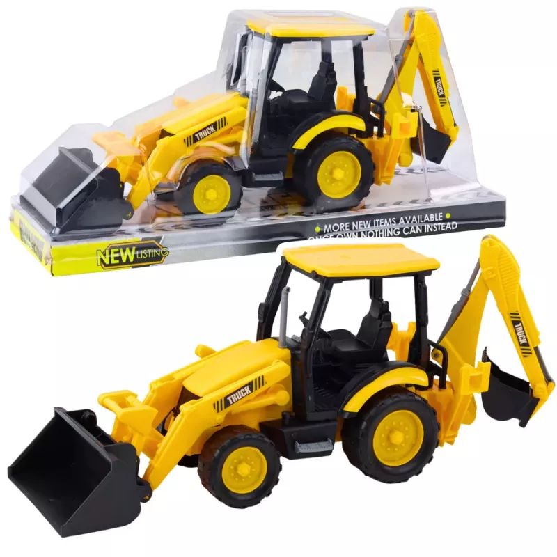 LEAN TOYS Escavatore da costruzione con trazione due benne mobili giallo