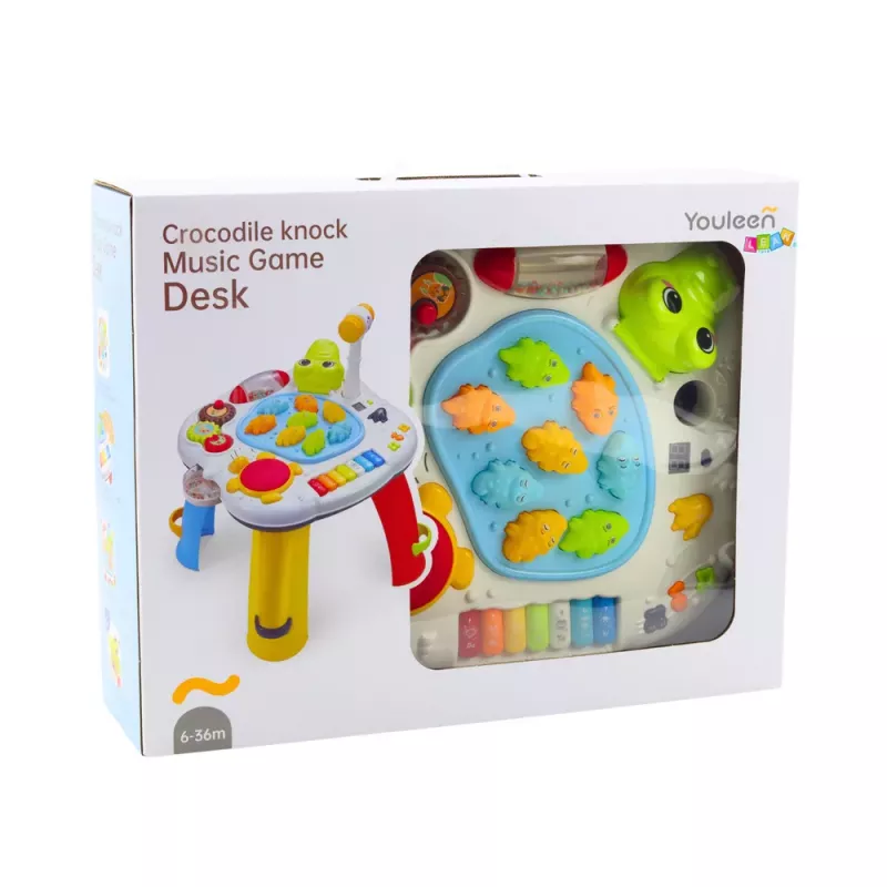 LEAN TOYS Tavolo didattico interattivo pianoforte tamburo coccodrillo
