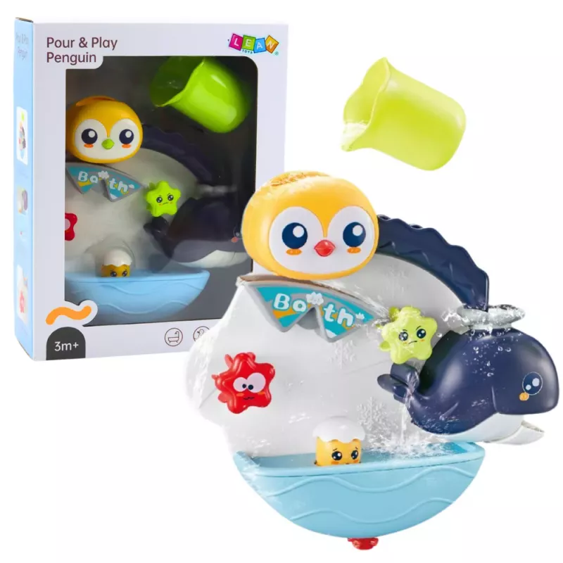 LEAN TOYS Giocattolo interattivo da bagno pinguino balena