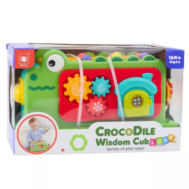 LEAN TOYS Cubo didattico sensoriale piatti labirinto coccodrillo