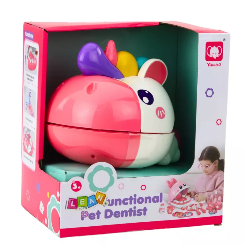 LEAN TOYS Set didattico unicorno dentista dottore dentista rosa