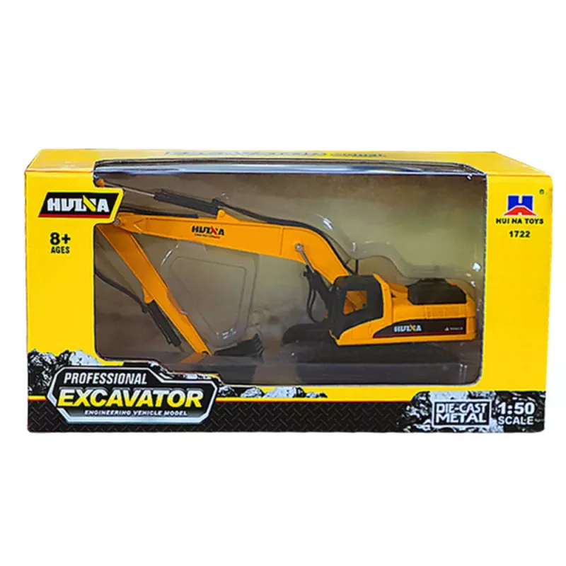 Huina Escavatore cingolato in metallo con braccio mobile giallo 1:50