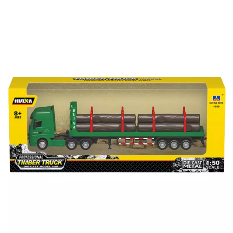 Huina 1:50 Trasportatore di legname in metallo modello die-cast verde