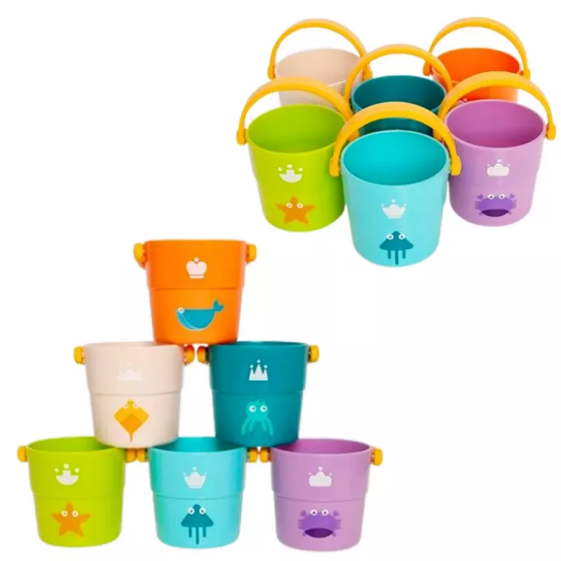 LEAN TOYS Set secchiello da bagno con fori colorato 6 pz