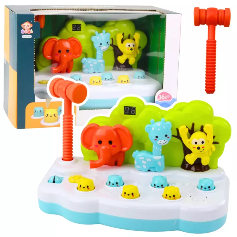 LEAN TOYS Whack-A-Mole Animali gioco di abilità con contatore e martello, colorato