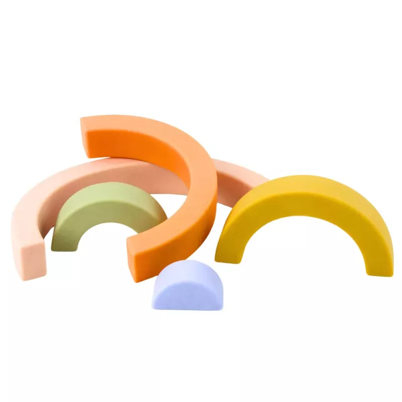 LEAN TOYS Puzzle arcobaleno per bambini piccoli mattoncini in gomma pastello 5 pz.