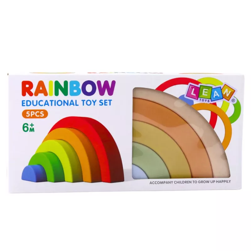 LEAN TOYS Puzzle arcobaleno per bambini piccoli mattoncini in gomma pastello 5 pz.