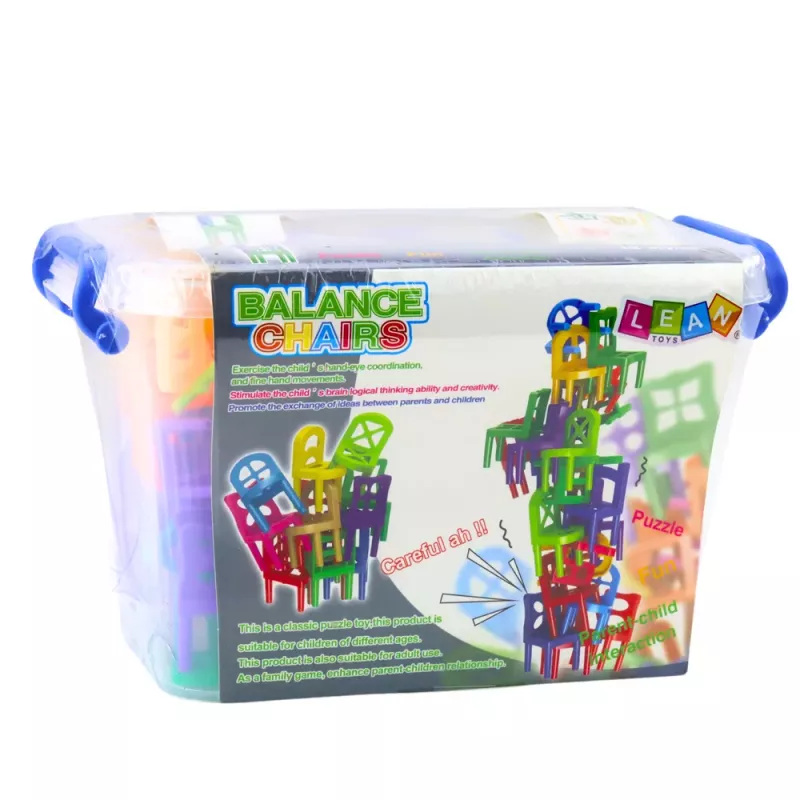 LEAN TOYS Sedie in equilibrio cadenti gioco arcade 48 pezzi colorato