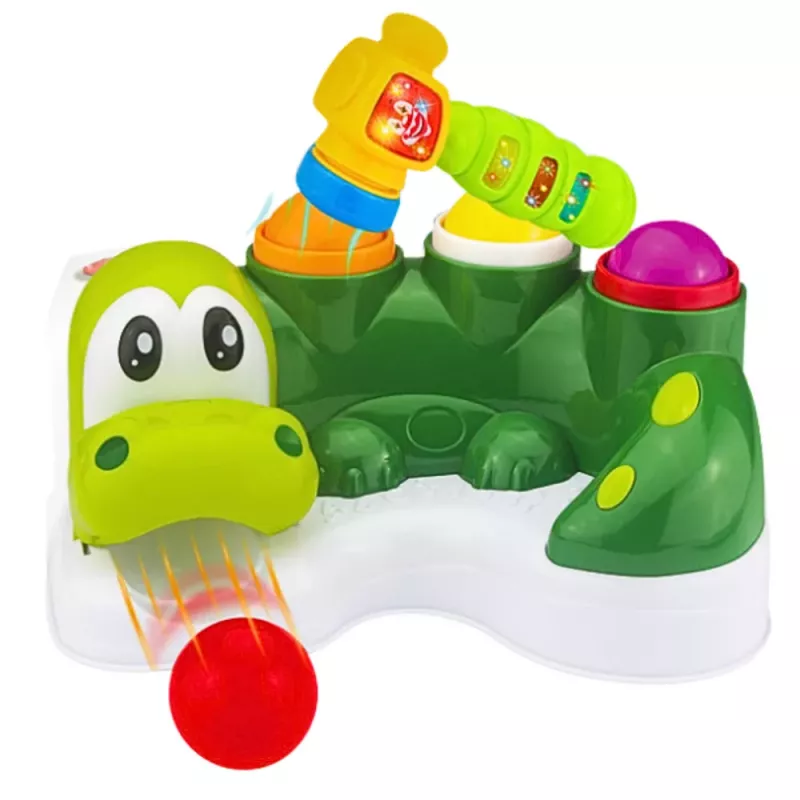 LEAN TOYS Gioco arcade palla batti scivolo martello coccodrillo interattivo