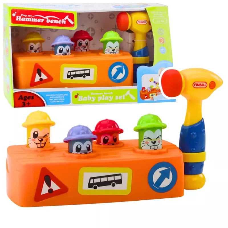 LEAN TOYS Giocattolo interattivo martello colorato criceto costruzione strada