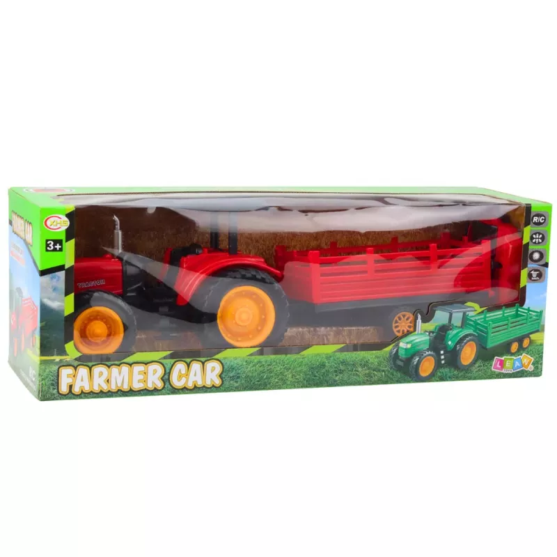 LEAN TOYS Trattore RC radiocomandato con rimorchio rosso
