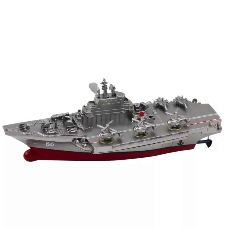 LEAN TOYS Nave militare barca radiocomandata RC argento 15cm