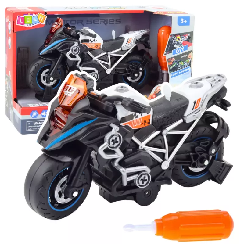LEAN TOYS Moto racing fai da te da smontare con luci e suoni nera