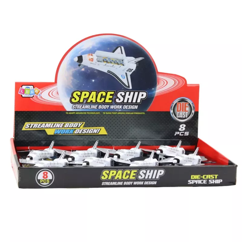 LEAN TOYS Astronave in metallo a pull-back con trazione bianca a motivi