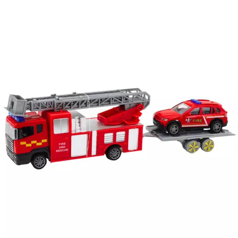 LEAN TOYS Set di auto dei vigili del fuoco, rosso