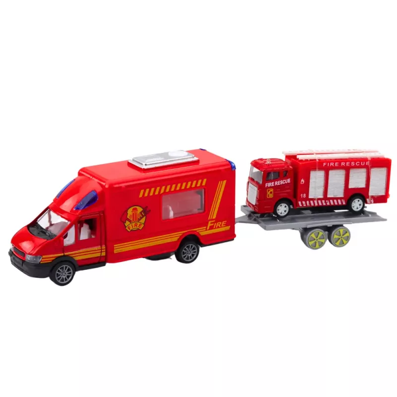 LEAN TOYS Set di auto dei vigili del fuoco, rosso