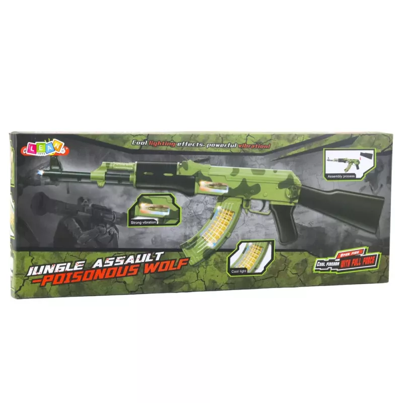 LEAN TOYS Fucile mimetico militare con vibrazione, luce e suono, 70 cm