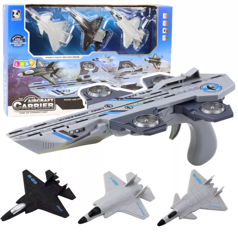 LEAN TOYS Set 3 in 1 lanciatore, aerei da combattimento, luci e suoni