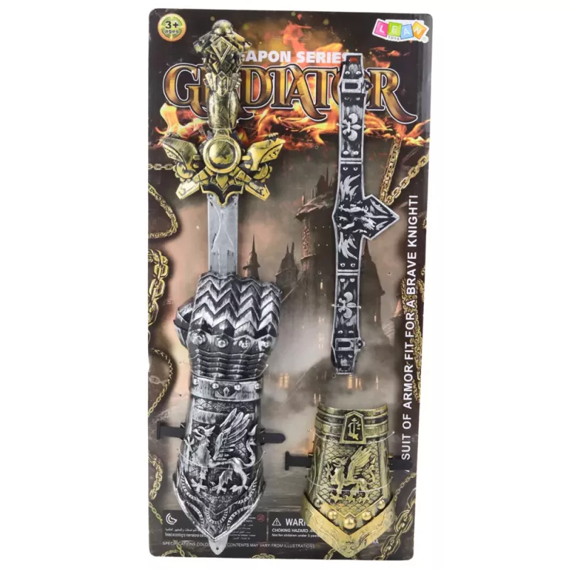 LEAN TOYS Set cavaliere gladiatore con spada, pettorale e cintura decorati