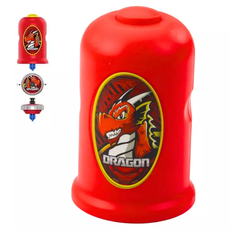 LEAN TOYS Set disco volante drago con trottola e lanciatore, rosso
