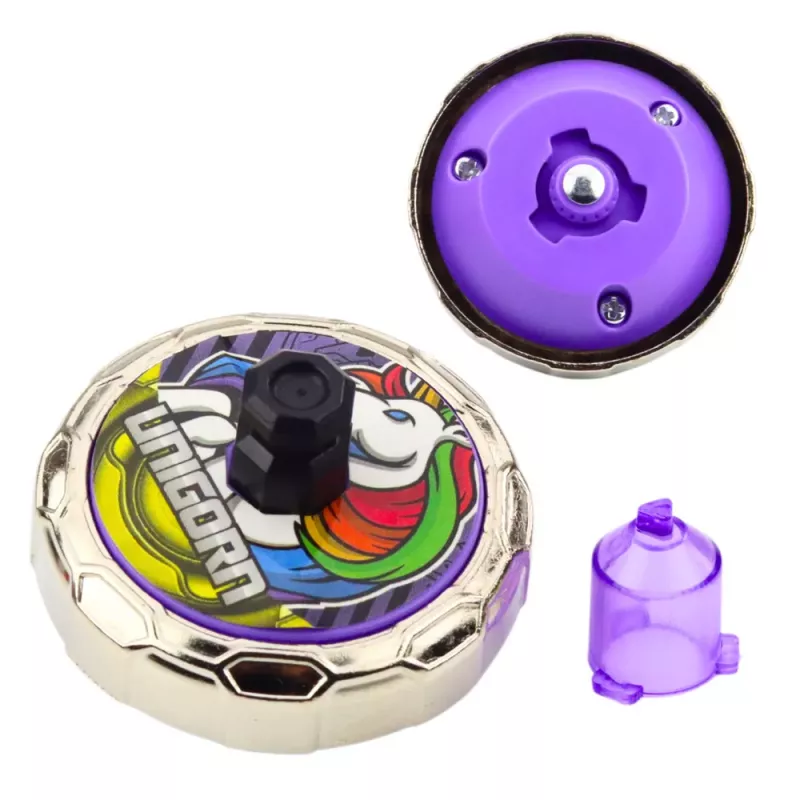LEAN TOYS Set disco volante unicorno con trottola e lanciatore, viola