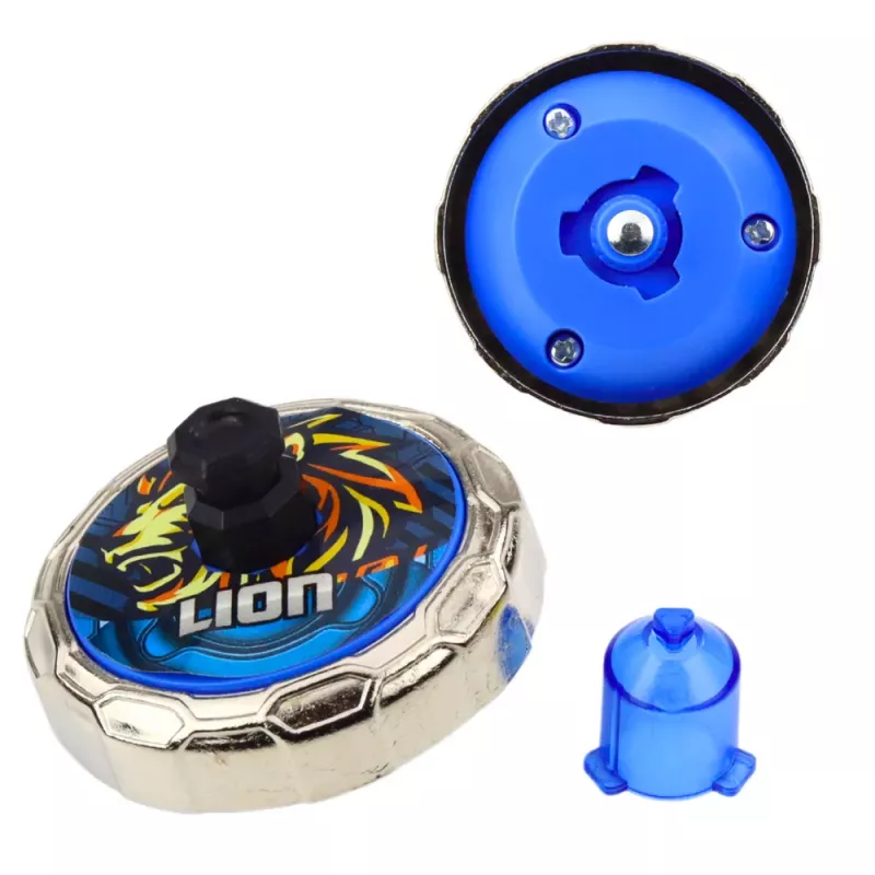 LEAN TOYS Set disco volante leone con trottola e lanciatore, blu