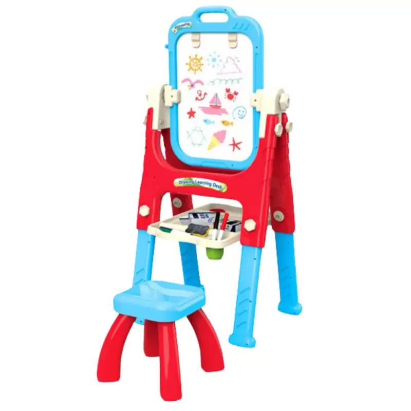 LEAN TOYS Tavola didattica 5in1 con sedia accessori multifunzionali blu