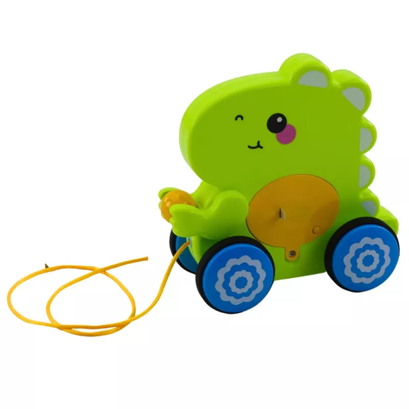 LEAN TOYS Dinosauro baby gioco da trainare suoni sonaglio verde