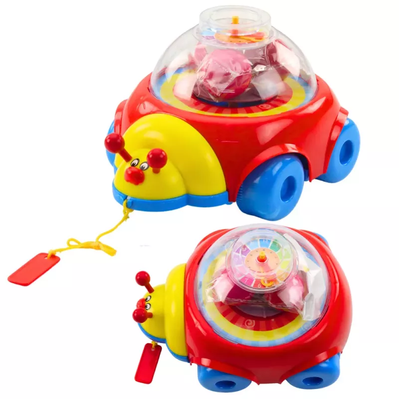 LEAN TOYS Coccinella gioco da trainare con palline e orologio colorato