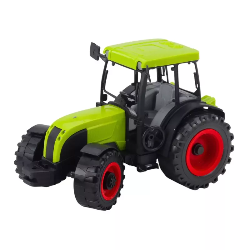 LEAN TOYS Trattore agricolo verde con rimorchio per tronchi 47cm