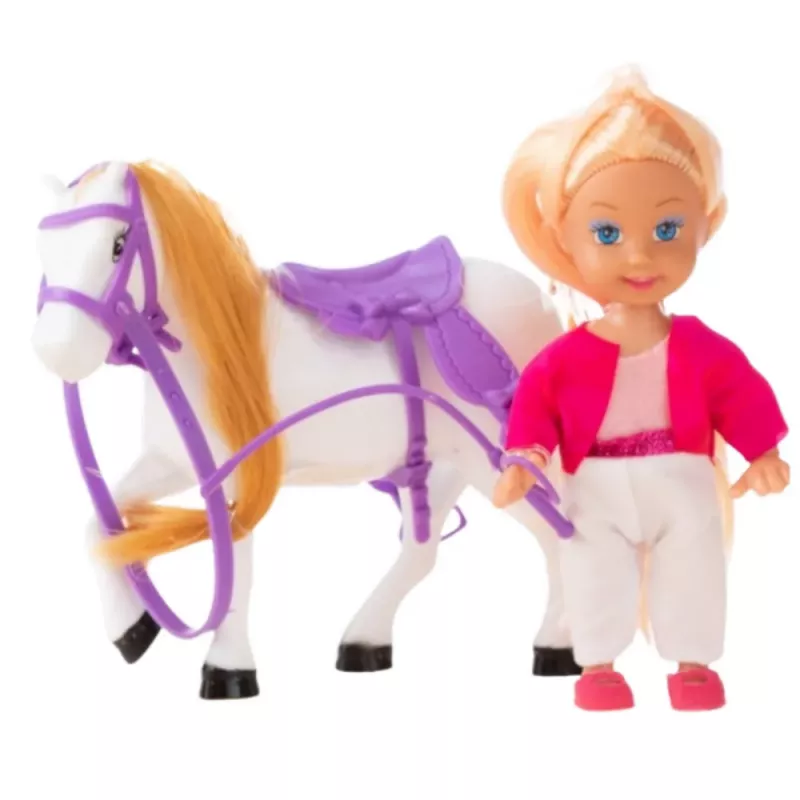 LEAN TOYS Set mini bambole con costume da equitazione e sella