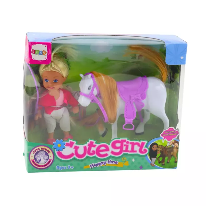 LEAN TOYS Set mini bambole con costume da equitazione e sella