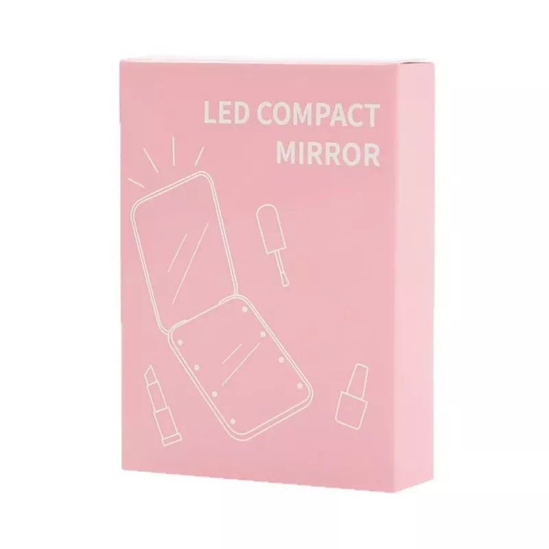 LEAN Specchio da trucco tascabile con luci LED rosa