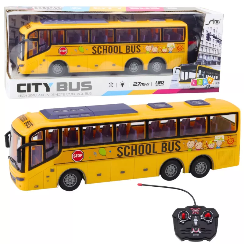 LEAN TOYS RC Scuolabus 1:30 radiocomando con luci giallo