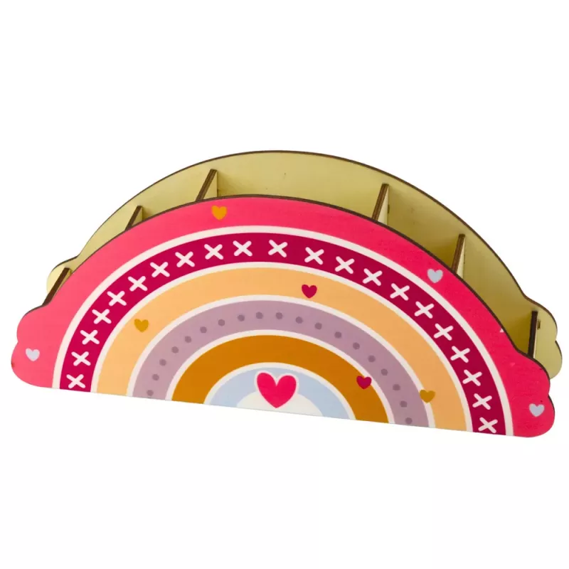 LEAN Organizer da scrivania in legno per bambini arcobaleno rosa