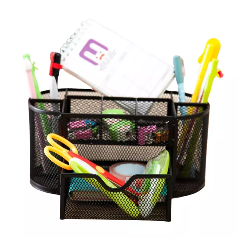 LEAN Organizer da ufficio in metallo con cassetto, nero