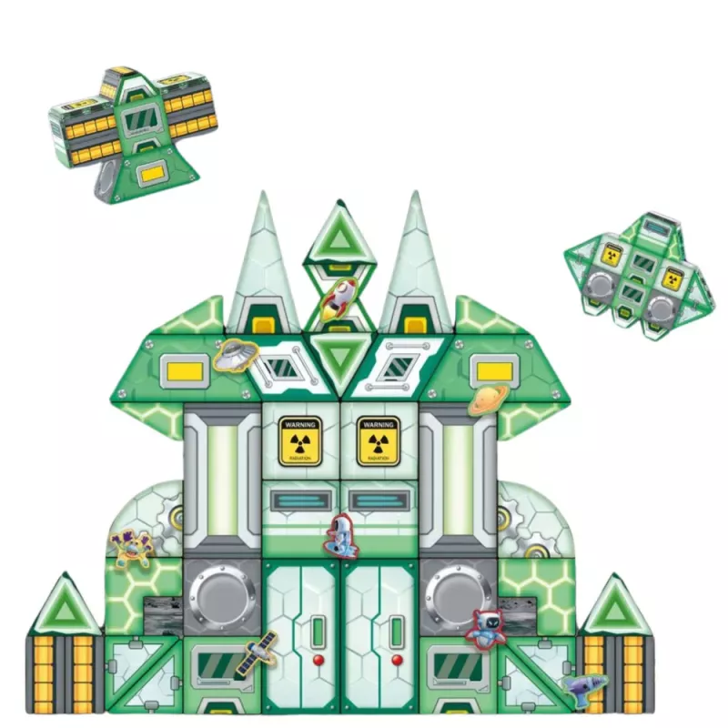 LEAN TOYS Blocchi magnetici spazio stazione spaziale 4D 66 pz.