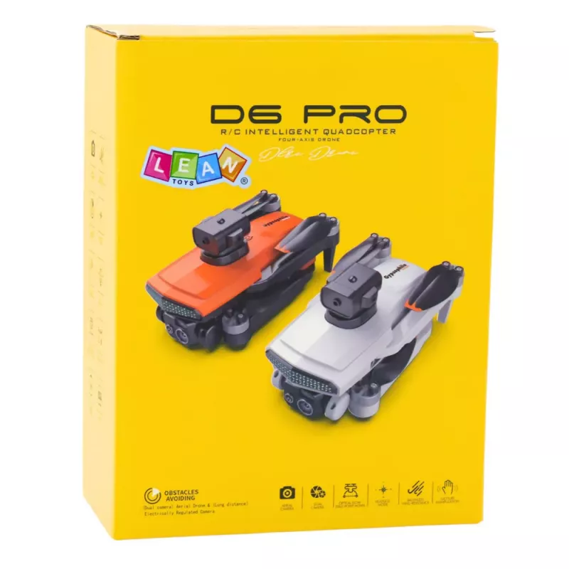 LEAN TOYS Drone D6 PRO doppia telecamera HD luci LED arancione