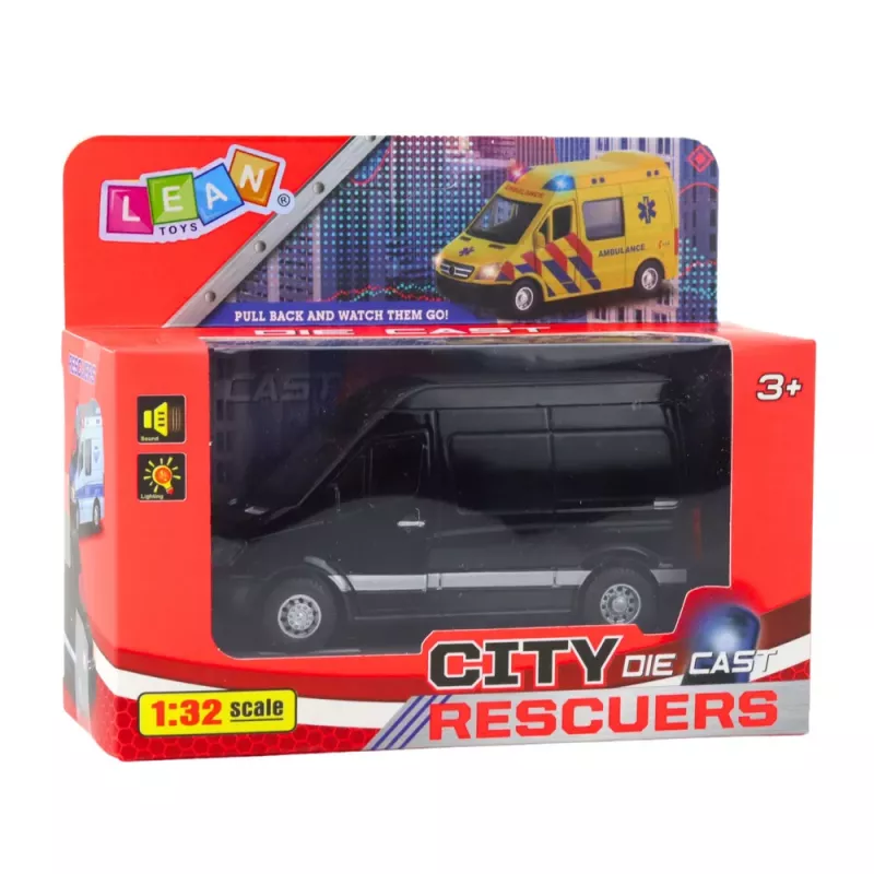 LEAN TOYS Furgone in metallo con suoni, nero