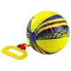 LEAN TOYS Palla in schiuma con corda e manico per tirare, gialla 14 cm