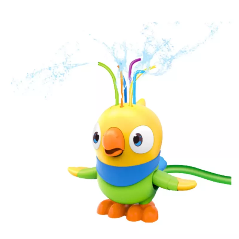 LEAN TOYS Giocattolo acquatico fontana pappagallo con elementi mobili, giallo