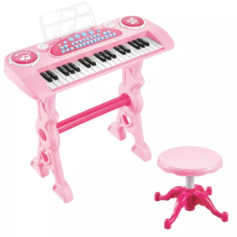 LEAN TOYS Pianoforte elettronico per bambini con microfono, 37 tasti, rosa