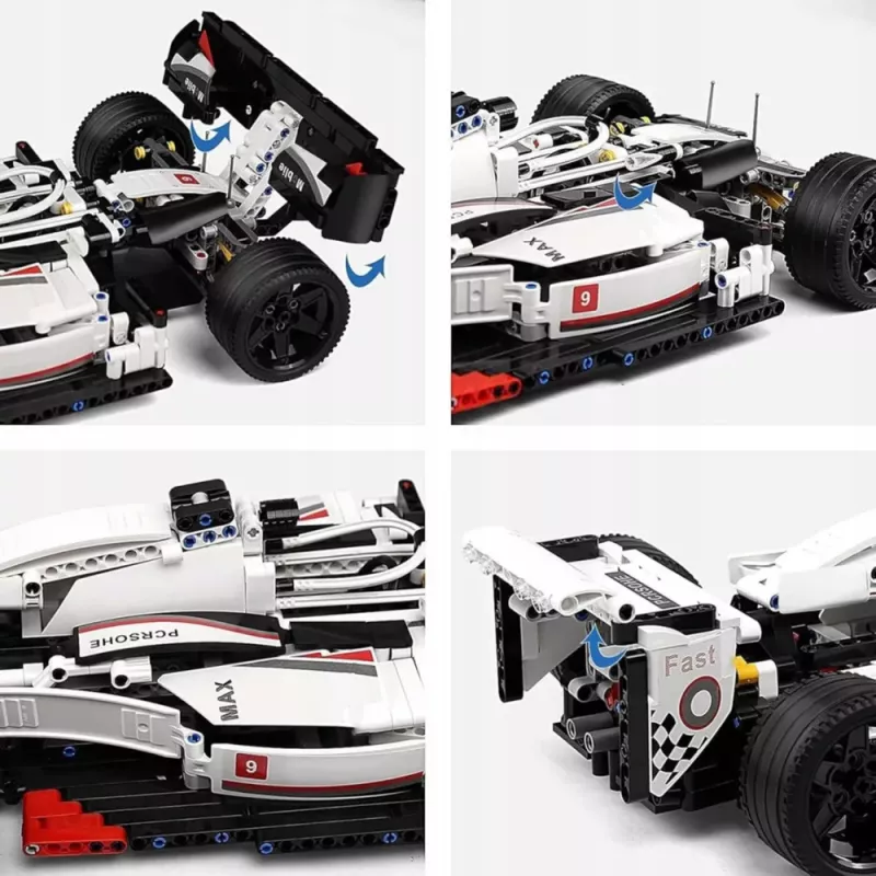LEAN TOYS Mattoncini da costruzione Auto da corsa F1 bianca e rossa 1235 pz.