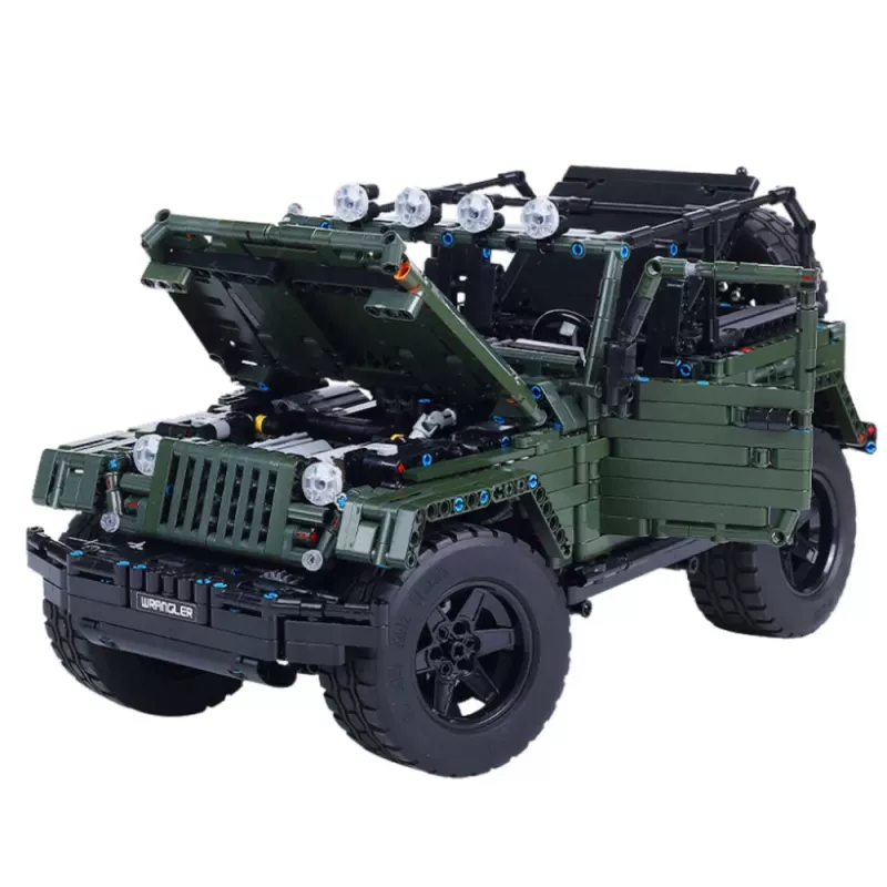 LEAN TOYS Mattoncini da costruzione Auto off-road verde khaki 2078 pezzi