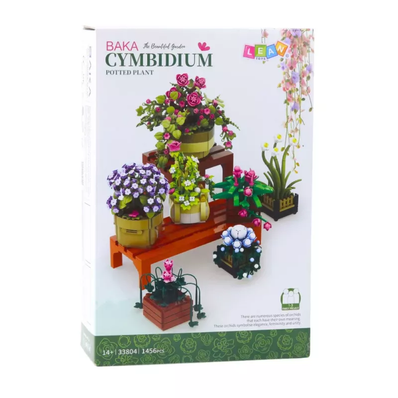 LEAN TOYS Mattoncini da costruzione Fiori in vaso 7 pezzi due mensole 1446 pezzi