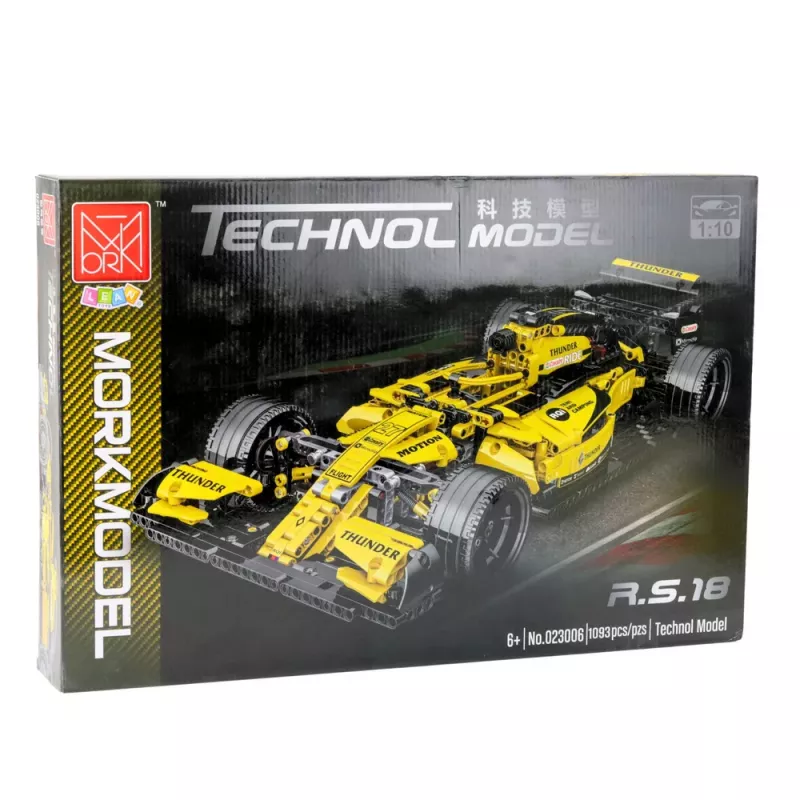 LEAN TOYS Mattoncini da costruzione Auto da corsa R.S.18 gialla 1:10 1093 pezzi