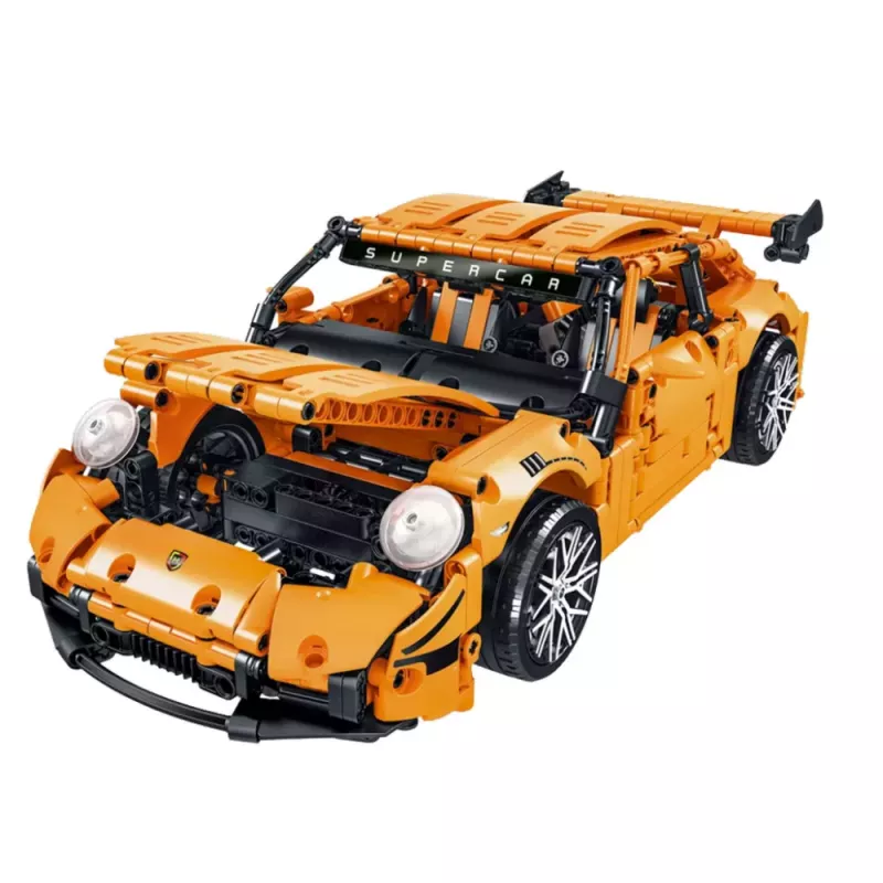 LEAN TOYS Mattoncini da costruzione Auto da corsa GT arancione 1:14 1268 pz.