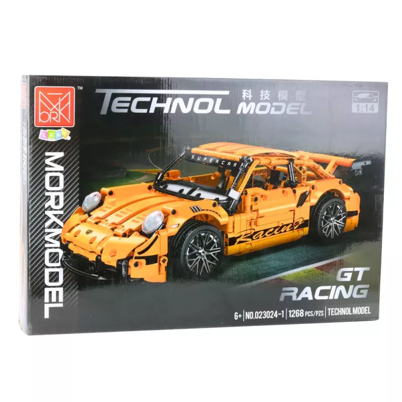 LEAN TOYS Mattoncini da costruzione Auto da corsa GT arancione 1:14 1268 pz.