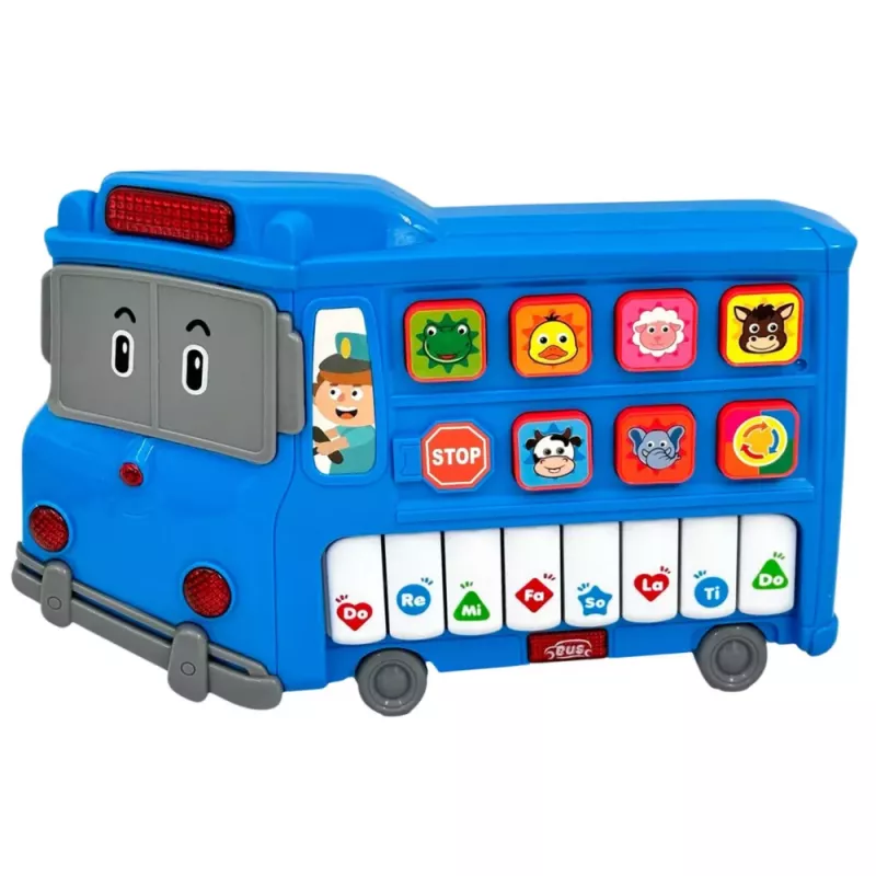 LEAN TOYS Pianoforte elettrico giocattolo didattico per bambini piccoli Bus blu